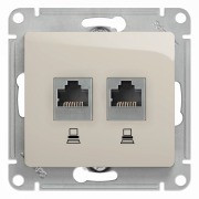 Glossa РОЗЕТКА двойная компьютерная RJ45+RJ45, кат.5Е, механизм, МОЛОЧНЫЙ, GSL000985KK, Systeme Electric 