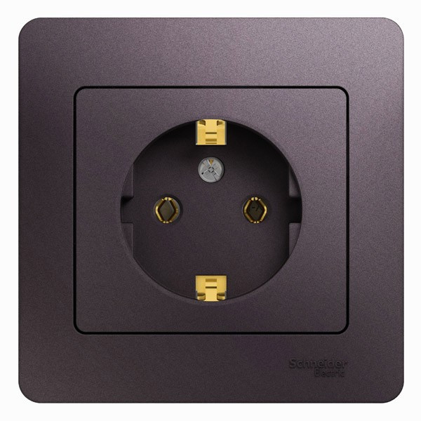 Glossa РОЗЕТКА с заземлением,16А, 250В, в сборе,СИРЕНЕВЫЙ ТУМАН, GSL001442, Systeme Electric 