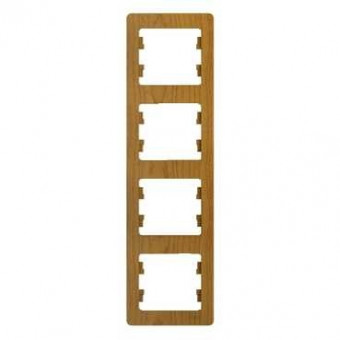 Glossa Рамка на 4 поста, вертикальная, ДЕРЕВО ДУБ, GSL000508, Systeme Electric