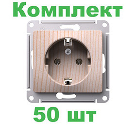 Glossa РОЗЕТКА с заземлением, 16А, механизм, СОСНА, GSL001543, Systeme Electric, комплект из 50 штук 