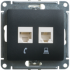 Glossa РОЗЕТКА двойная RJ11+RJ45, кат.5Е, АНТРАЦИТ, GSL000785, Systeme Electric 