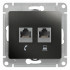 Glossa РОЗЕТКА двойная RJ11+RJ45, кат.5Е, АНТРАЦИТ, GSL000785, Systeme Electric 
