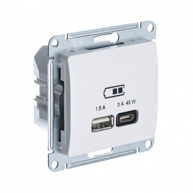 Glossa USB РОЗЕТКА А + тип-С 45Вт высокоскоростная зарядка QC, PD, механизм, БЕЖЕВЫЙ, GSL000229, Systeme Electric 