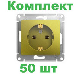 Glossa РОЗЕТКА с заземлением,16А, 250В, механизм, ФИСТАШКОВЫЙ, GSL001043, Systeme Electric, комплект из 50 штук 