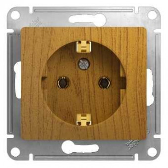 Glossa РОЗЕТКА с заземлением, 16А, механизм, ДЕРЕВО ДУБ, GSL000543, Systeme Electric