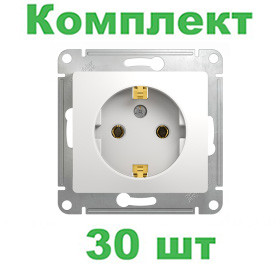 Glossa РОЗЕТКА с заземлением, 16А, механизм, БЕЛЫЙ, GSL000143, Systeme Electric, комплект из 30 штук 