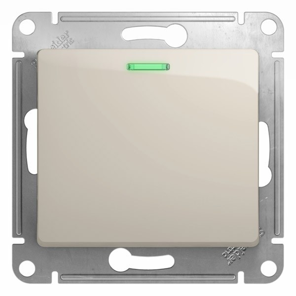 Glossa 1-клавишный ПЕРЕКЛЮЧАТЕЛЬ с подсветкой,схема 6а,10AX, механизм, МОЛОЧНЫЙ, GSL000963, Systeme Electric 