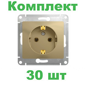 Glossa РОЗЕТКА с заземлением, 16А, механизм, ТИТАН, GSL000443, Systeme Electric, комплект из 30 штук 