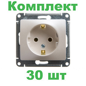 Glossa РОЗЕТКА с заземлением, механизм, ПЕРЛАМУТР, GSL000643, Systeme Electric, комплект из 30 штук 