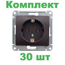 Glossa РОЗЕТКА с заземлением, механизм, ШОКОЛАД, GSL000843, Systeme Electric, комплект из 30 штук 