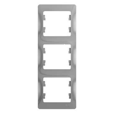 Glossa Рамка на 3 поста, вертикальная, АЛЮМИНИЙ, GSL000307, Systeme Electric 