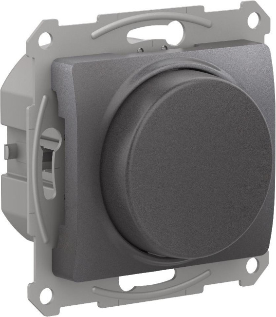 Glossa СВЕТОРЕГУЛЯТОР    поворотно-нажимной , LED, RC, 400Вт, мех., ГРАФИТ, GSL001323, Systeme Electric 
