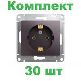 Glossa РОЗЕТКА с заземлением,16А, 250В, механизм, СИРЕНЕВЫЙ ТУМАН, GSL001443, Systeme Electric, комплект из 30 штук 