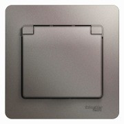 Glossa РОЗЕТКА с заземлением  со шторками с крышкой,IP20,16А, 250В, в сборе,ПЛАТИНА, GSL001246, Systeme Electric