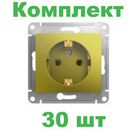 Glossa РОЗЕТКА с заземлением,16А, 250В, механизм, ФИСТАШКОВЫЙ, GSL001043, Systeme Electric, комплект из 30 штук 