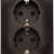 Glossa РОЗЕТКА двойная с заземлением, 16А, в сборе, ШОКОЛАД, GSL000824, Systeme Electric