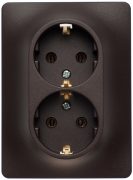 Glossa РОЗЕТКА двойная с заземлением, 16А, в сборе, ШОКОЛАД, GSL000824, Systeme Electric 