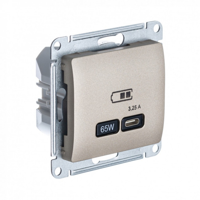 Glossa USB РОЗЕТКА тип-C 65Вт высокоскоростная зарядка QC, PD, механизм, ТИТАН, GSL000427, Systeme Electric 