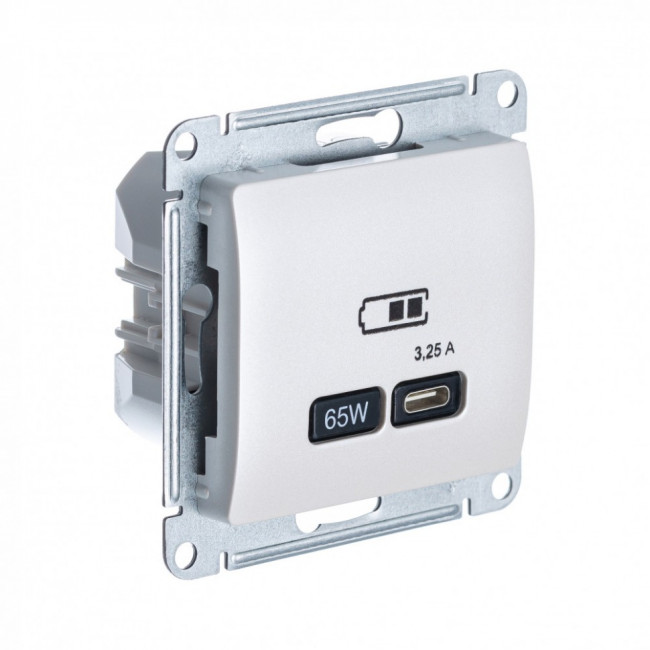 Glossa USB РОЗЕТКА тип-C 65Вт высокоскоростная зарядка QC, PD, механизм, ПЕРЛАМУТР, GSL000627, Systeme Electric 