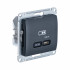 Glossa USB РОЗЕТКА тип-C 65Вт высокоскоростная зарядка QC, PD, механизм, АНТРАЦИТ, GSL000727, Systeme Electric 