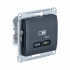 Glossa USB РОЗЕТКА тип-C 65Вт высокоскоростная зарядка QC, PD, механизм, АНТРАЦИТ, GSL000727, Systeme Electric 