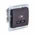 Glossa USB РОЗЕТКА тип-C 65Вт высокоскоростная зарядка QC, PD, механизм, ШОКОЛАД, GSL000827, Systeme Electric 