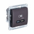 Glossa USB РОЗЕТКА тип-C 65Вт высокоскоростная зарядка QC, PD, механизм, ШОКОЛАД, GSL000827, Systeme Electric 