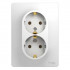 Glossa РОЗЕТКА двойная с заземлением, 16А, в сборе, БЕЛЫЙ, GSL000124, Systeme Electric 