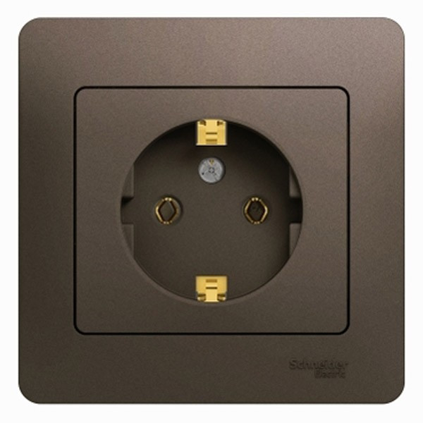 Glossa РОЗЕТКА с заземлением, 16А, в сборе, ШОКОЛАД, GSL000842, Systeme Electric 