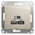 Glossa USB РОЗЕТКА А+С, 5В/2,4А, 2х5В/1,2 А, механизм, МОЛОЧНЫЙ, GSL000939, Systeme Electric 