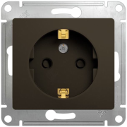 Glossa РОЗЕТКА с заземлением со шторками, 16А, механизм, ШОКОЛАД, GSL000845, Systeme Electric 