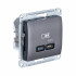 Glossa USB РОЗЕТКА тип-C 65Вт высокоскоростная зарядка QC, PD, механизм, ГРАФИТ, GSL001327, Systeme Electric 