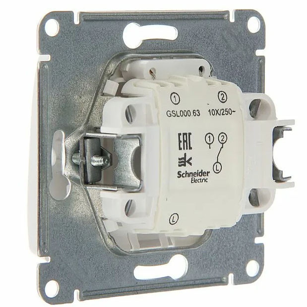 Glossa 1-клавишный ПЕРЕКЛЮЧАТЕЛЬ с подсветкой,схема 6а,10AX, механизм, ГРАФИТ, GSL001363, Systeme Electric 