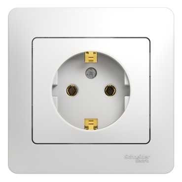Glossa РОЗЕТКА с заземлением, 16А, в сборе, БЕЛЫЙ, GSL000142, Systeme Electric 