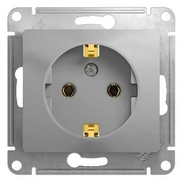 Glossa РОЗЕТКА с заземлением, 16А, механизм, АЛЮМИНИЙ, GSL000343, Systeme Electric 