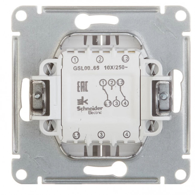 Glossa 2-клавишный ПЕРЕКЛЮЧАТЕЛЬ,схема 6/2,10AX, механизм, ГРАФИТ, GSL001365, Systeme Electric 