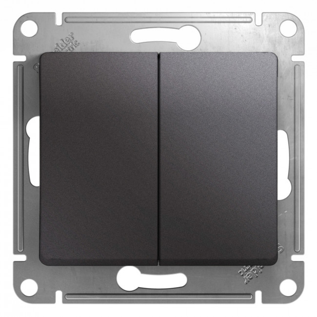 Glossa 2-клавишный ПЕРЕКЛЮЧАТЕЛЬ,схема 6/2,10AX, механизм, ГРАФИТ, GSL001365, Systeme Electric 