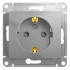 Glossa РОЗЕТКА с заземлением со шторками, 16А, механизм, АЛЮМИНИЙ, GSL000345, Systeme Electric 
