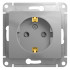 Glossa РОЗЕТКА с заземлением со шторками, 16А, механизм, АЛЮМИНИЙ, GSL000345, Systeme Electric 
