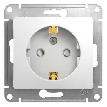Glossa РОЗЕТКА с заземлением со шторками, 16А, механизм, БЕЛЫЙ, GSL000145, Systeme Electric 