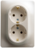Glossa РОЗЕТКА двойная с заземлением, 16А, в сборе, ПЕРЛАМУТР, GSL000624, Systeme Electric 