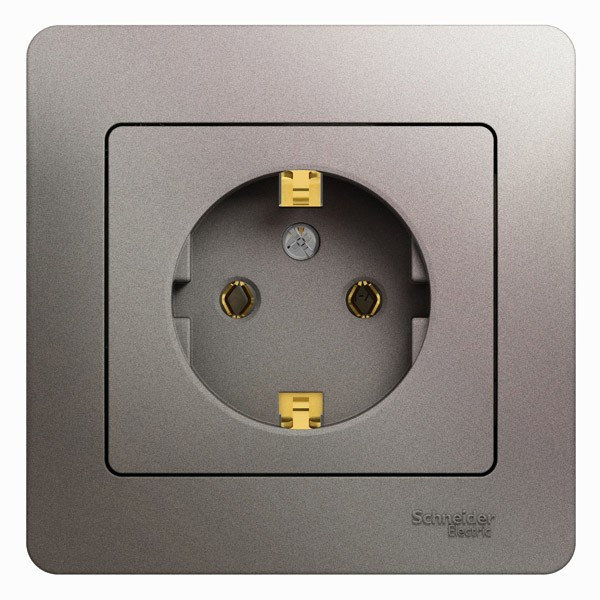 Glossa РОЗЕТКА с заземлением,16А, 250В, в сборе,ПЛАТИНА, GSL001242, Systeme Electric 
