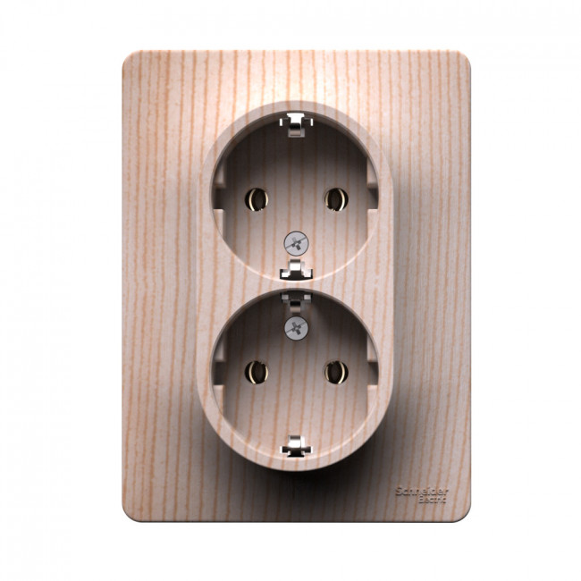 Glossa РОЗЕТКА двойная с заземлением, 16А, в сборе, СОСНА, GSL001524, Systeme Electric 