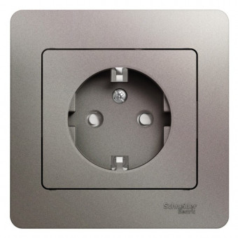 Glossa РОЗЕТКА с заземлением со шторками,16А, 250В, в сборе,ПЛАТИНА, GSL001244, Systeme Electric