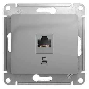 Glossa РОЗЕТКА компьютерная RJ45 кат.5Е, механизм, АЛЮМИНИЙ, GSL000381K, Systeme Electric 
