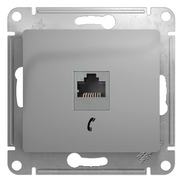 Glossa РОЗЕТКА телефонная RJ11, механизм, АЛЮМИНИЙ, GSL000381T, Systeme Electric 