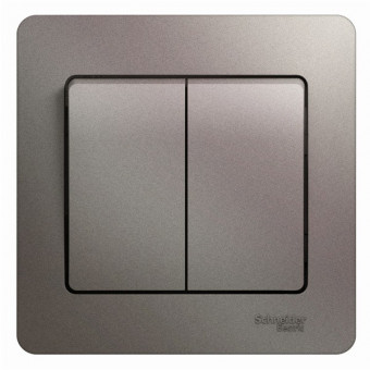 Glossa 2-клавишный ВЫКЛЮЧАТЕЛЬ,схема 5,10AX, в сборе, ПЛАТИНА, GSL001252, Systeme Electric