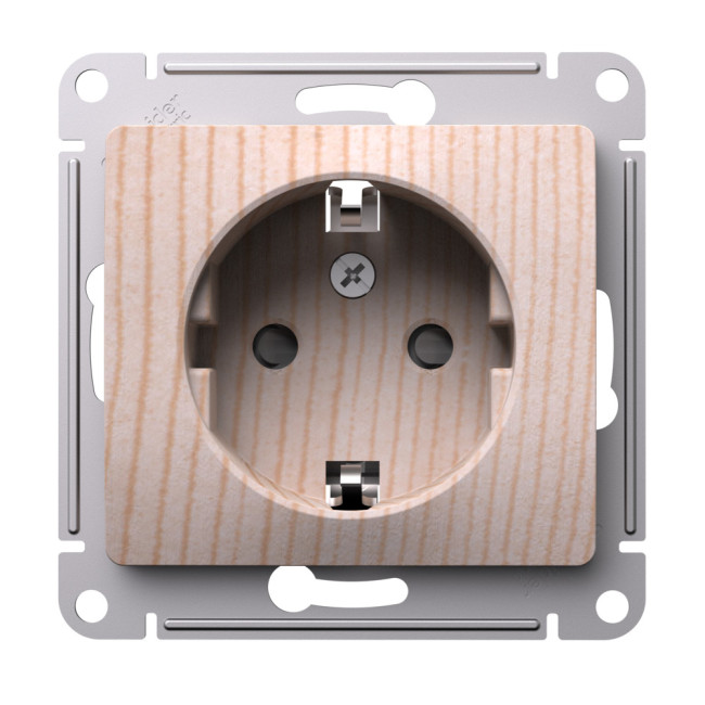 Glossa РОЗЕТКА с заземлением со шторками, 16А, механизм, СОСНА, GSL001545, Systeme Electric 