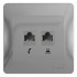 Glossa РОЗЕТКА двойная RJ11+RJ45, кат.5Е, механизм, АЛЮМИНИЙ, GSL000385, Systeme Electric 