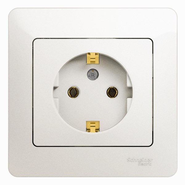 Glossa РОЗЕТКА с заземлением, 16А, в сборе, ПЕРЛАМУТР, GSL000642, Systeme Electric 